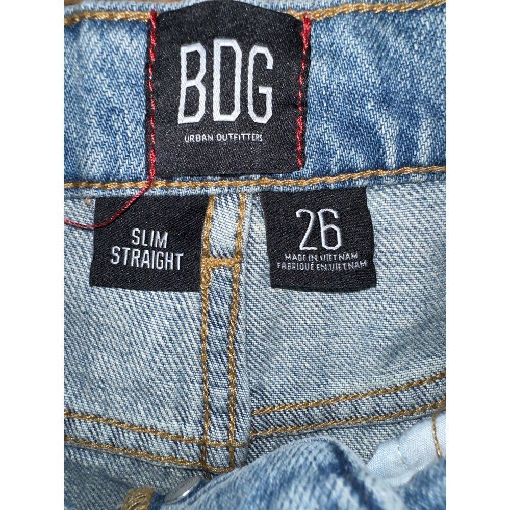 BDG Urban Outfitters Slim Straight Classic Distressed Hidden Button Fly Jeans 26 - Picture 10 of 13